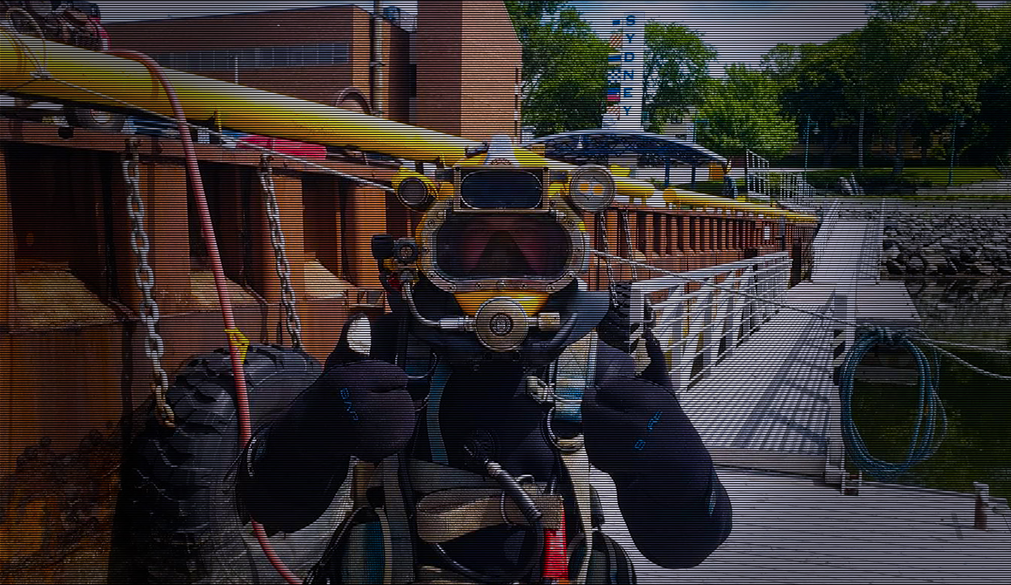 CDMS-Atlantic-Slider-1a Image of CDMS diver ready to get in the water to perform various commercial diving and marine services.